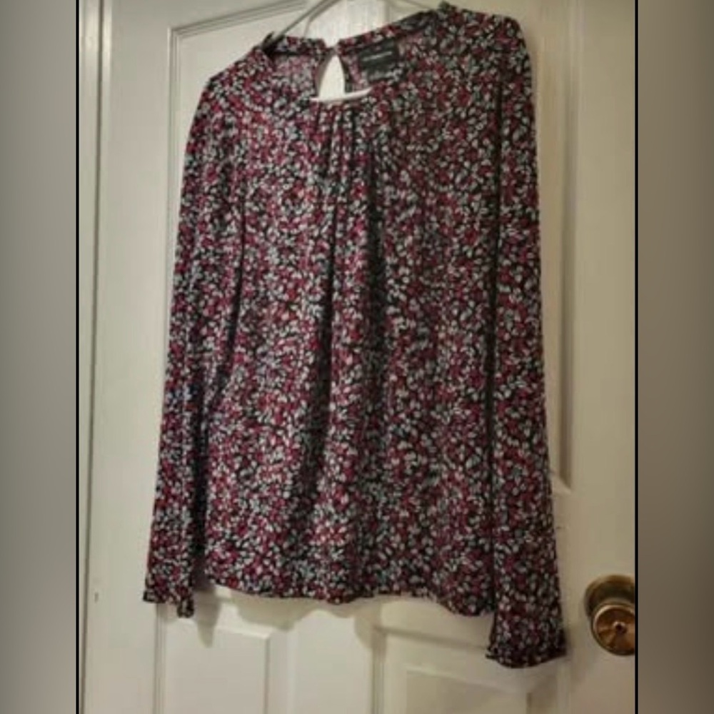Liz Claiborne Multicolor Leaf Print Blouse, size XL